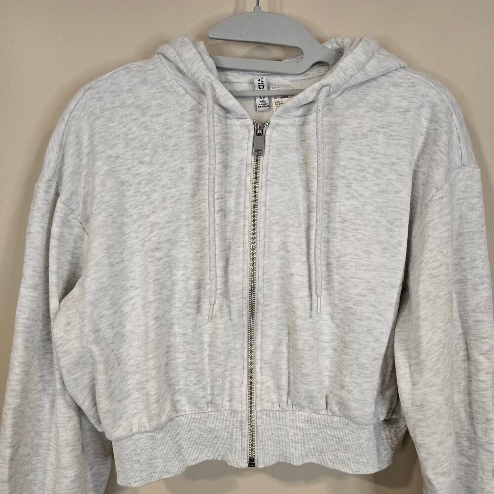 Women's H&M Divided Gray Cropped Full Zip Hoodie Sweatshirt | Size Small - Picture 4 of 9